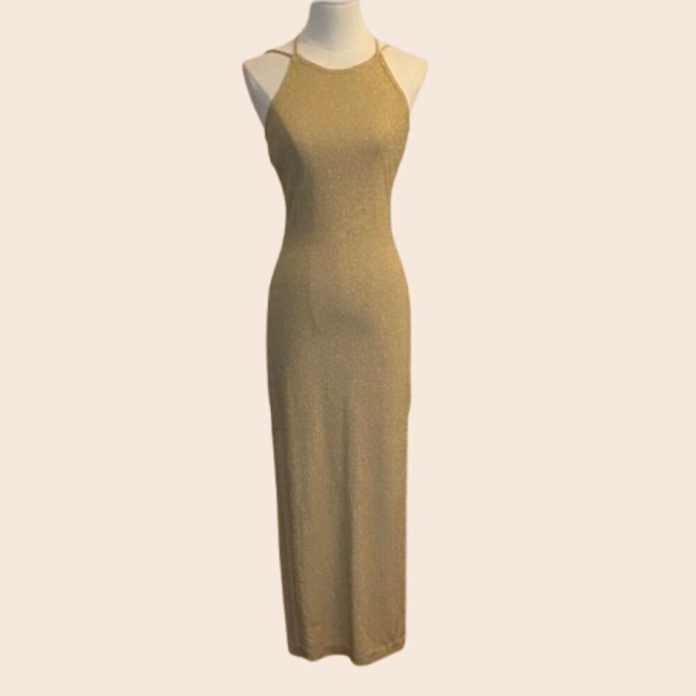 Vintage 80's / 90's Roberta Gold Maxi Dress Size Small